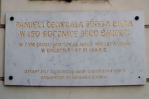 Tablica Józefa Bema w Budapeszcie Tablica Józefa Bema w Budapeszcie