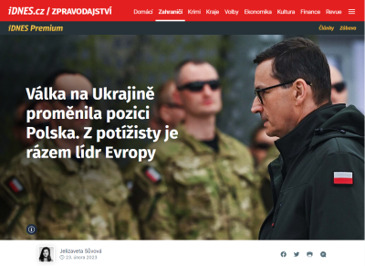Tytuł czeskiego portalu na zdjęciu premiera Morawieckiego z żołnierzami